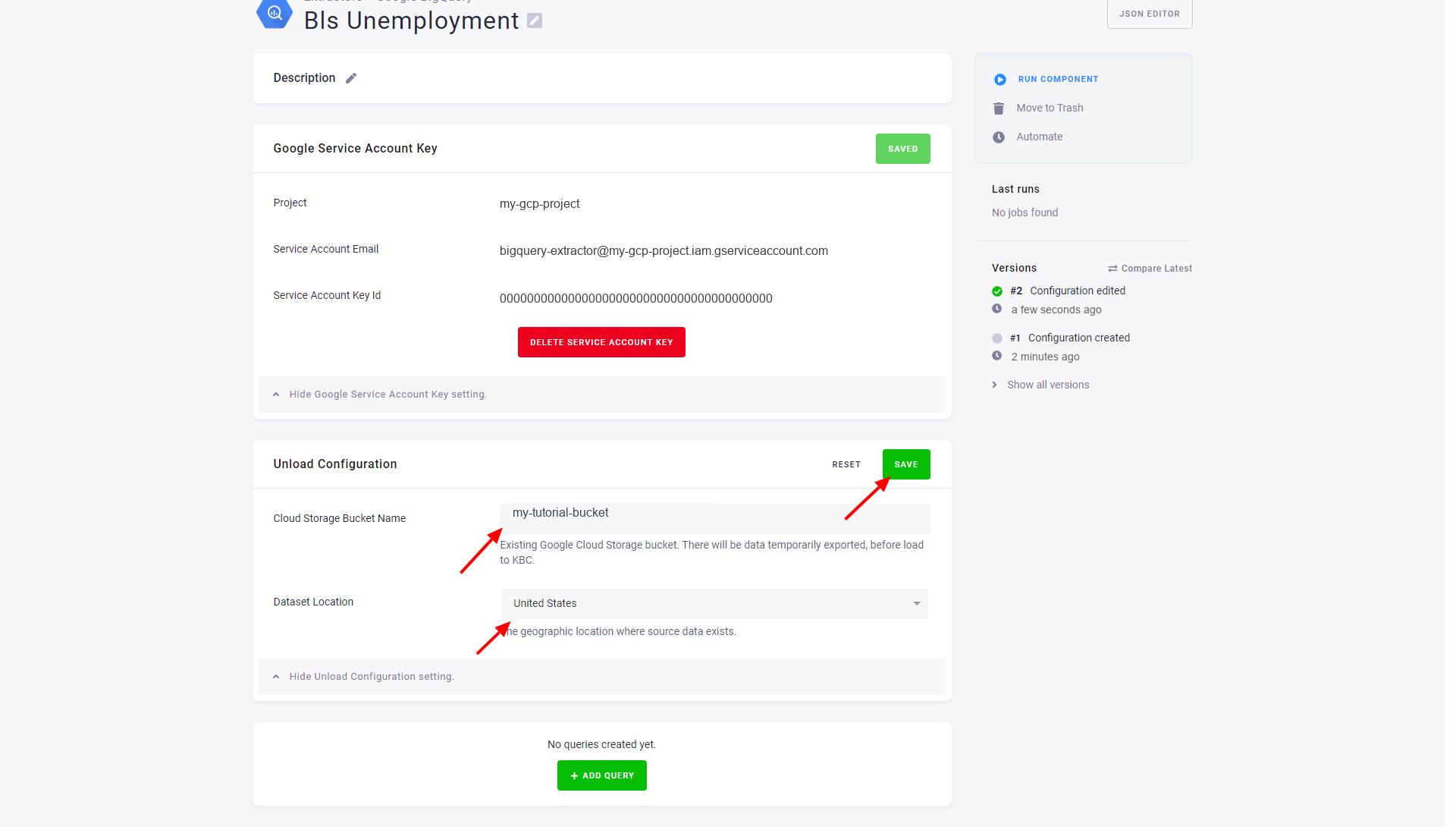 Screenshot - Big Query Unload
