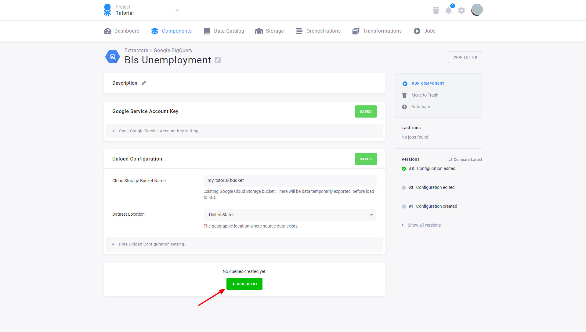 Screenshot - Big Query Configured