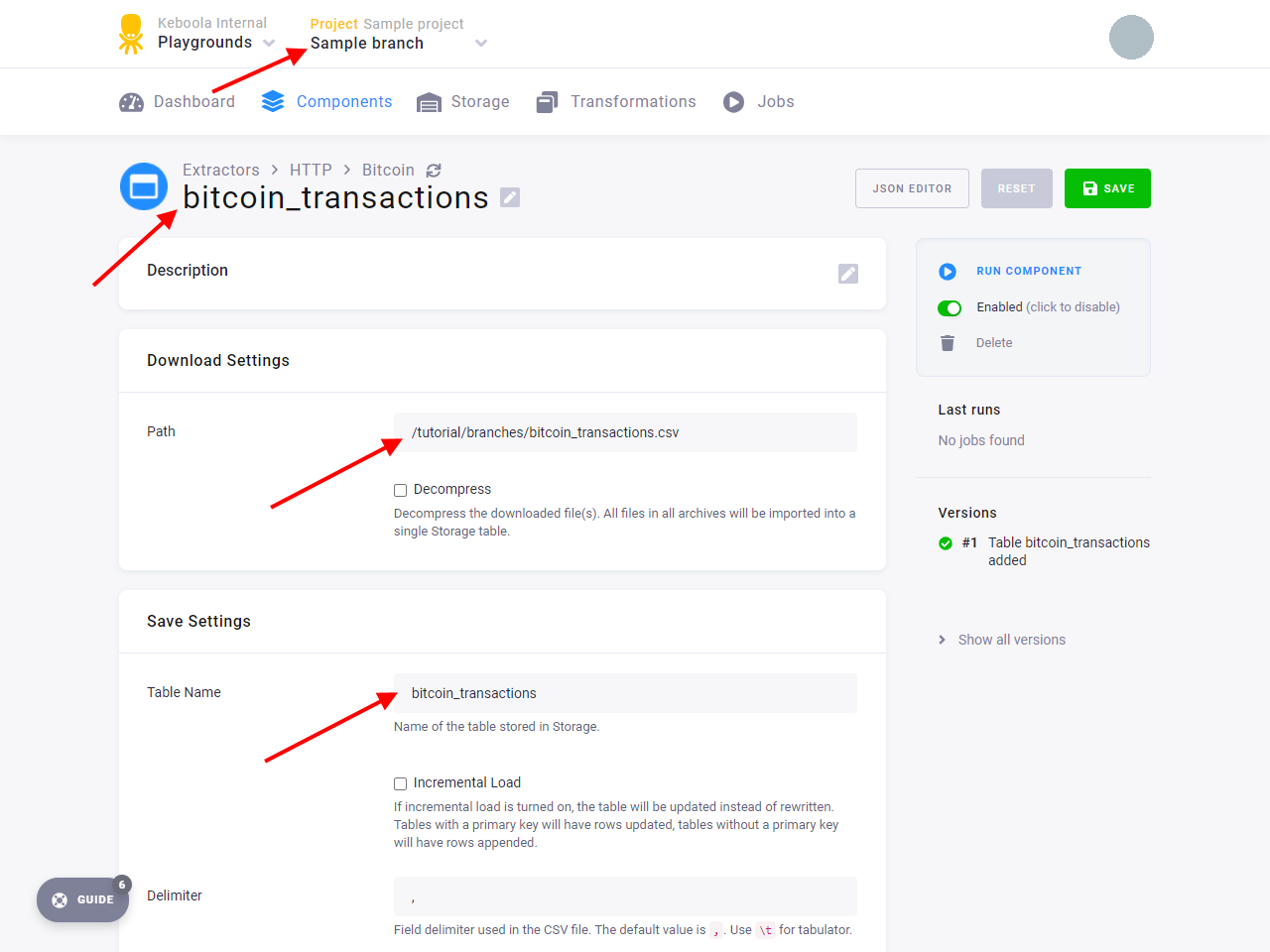 Extractor for transactions