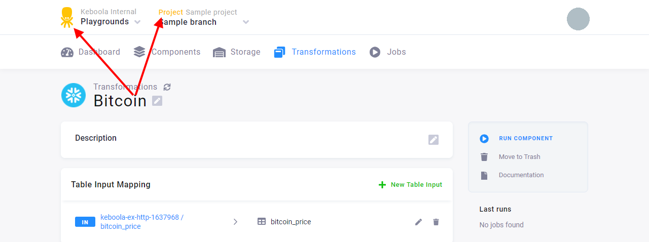 Screenshot - Transformation in branch